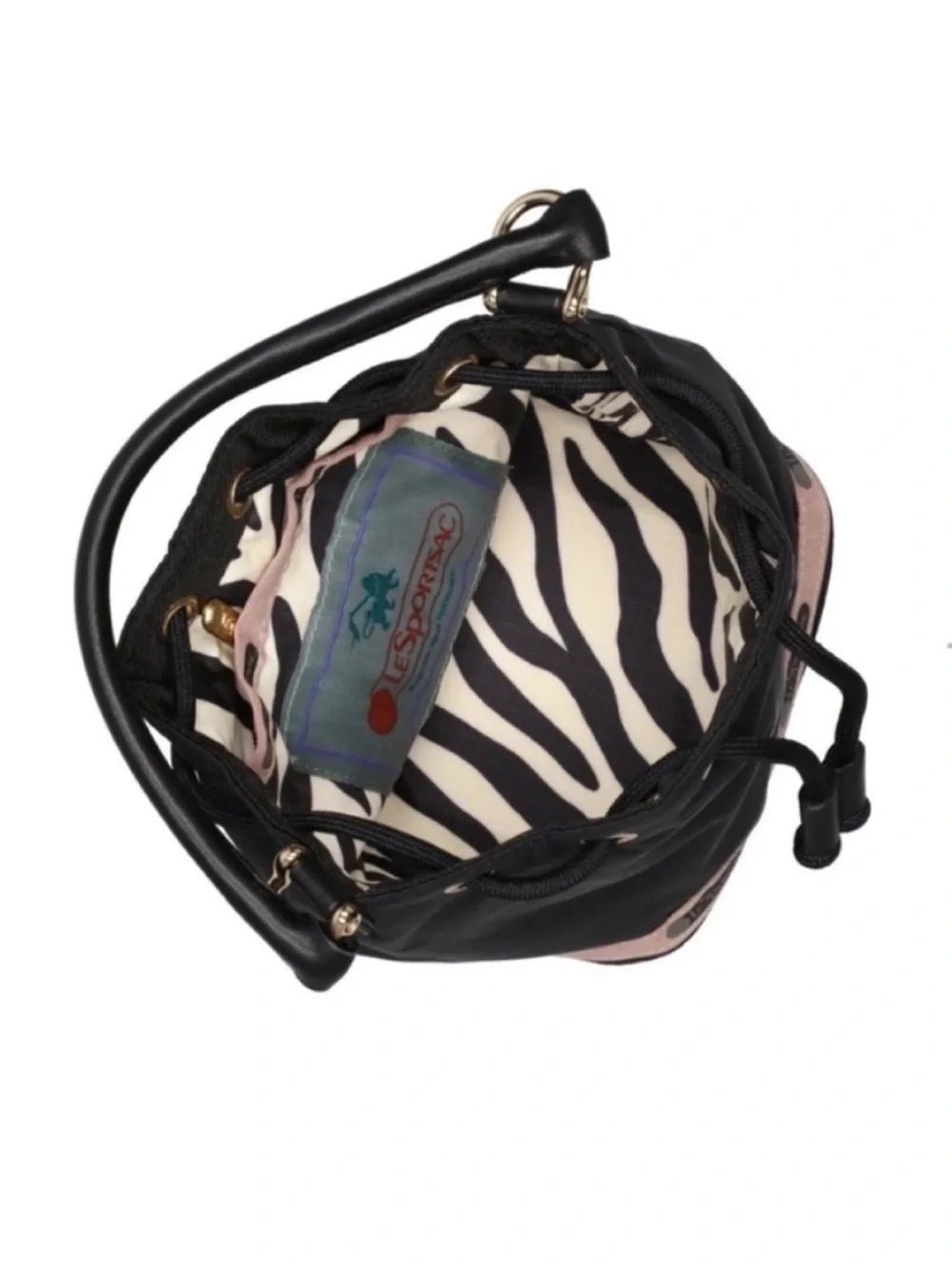 LeSportsac Atelier SMALL DRAWSTRING BAG Black and Pink Bag